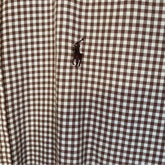 Ralph Lauren Men's Blake 100% Cotton Brown Small Checkered Shirt size L - Picture 3 of 4